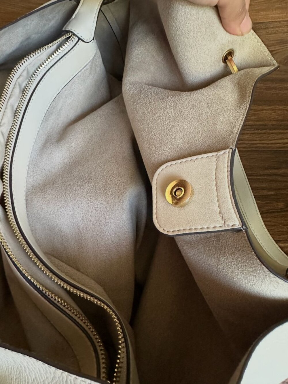 Sondra Roberts Pebbled Leather Tote Bag Gold Hardware Office Work Purse - Picture 6 of 12